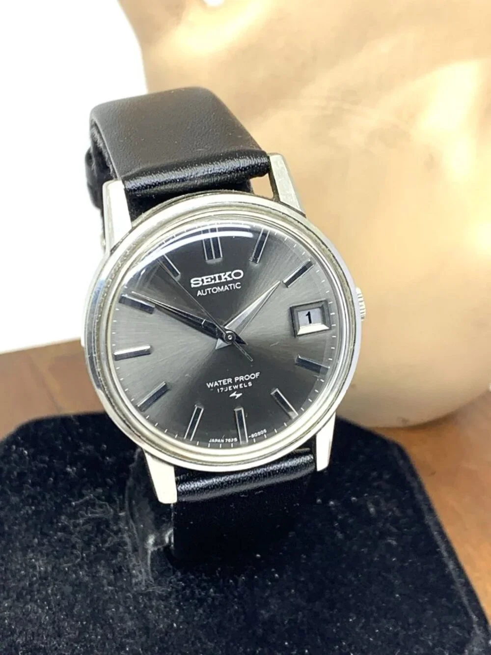 Seiko Men's Watch 7625-8033 Automatic Vintage 1968 Gray Dial Date Leather Strap - Picture 13 of 14
